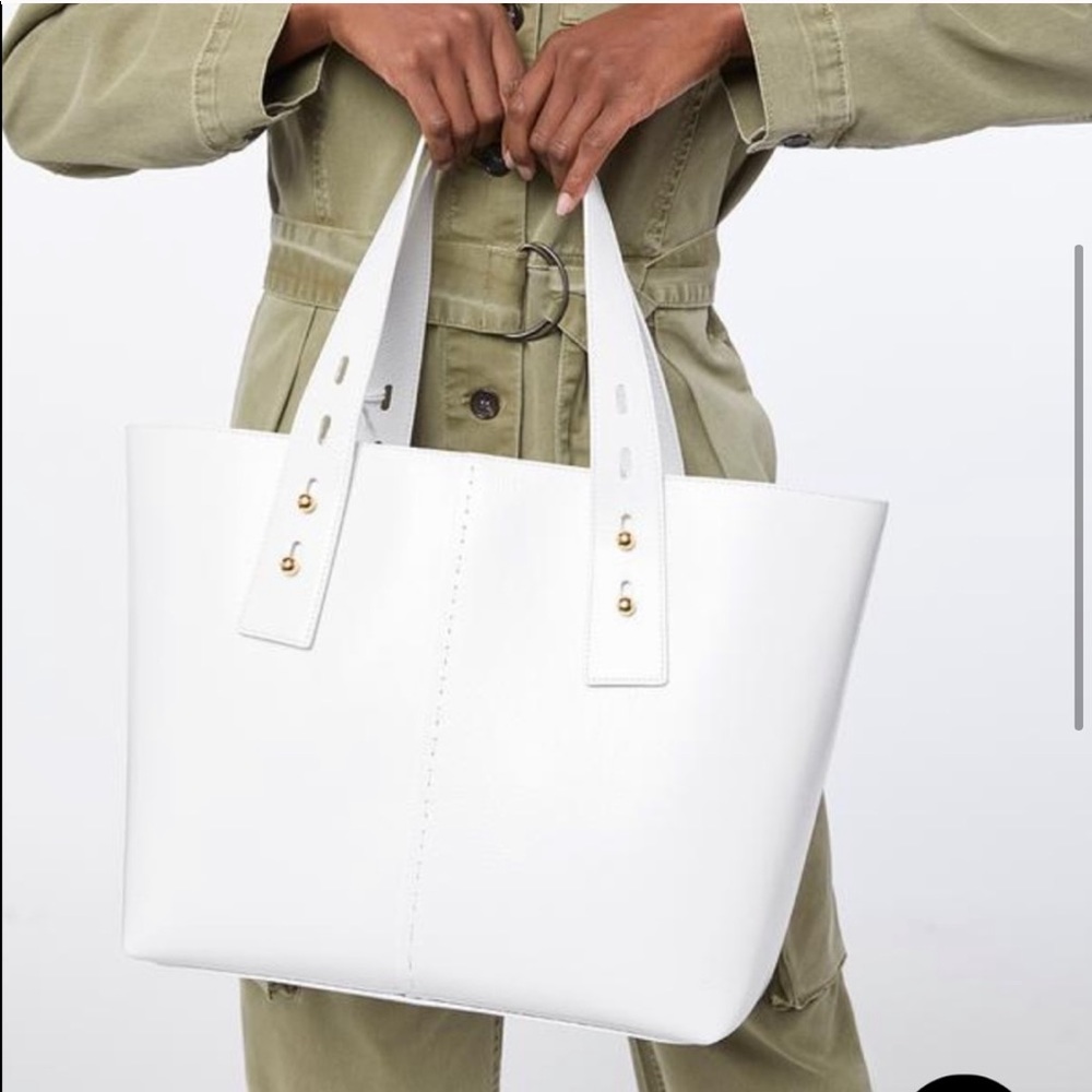 Frame Les Second Medium White Leather Tote - Picture 13 of 14